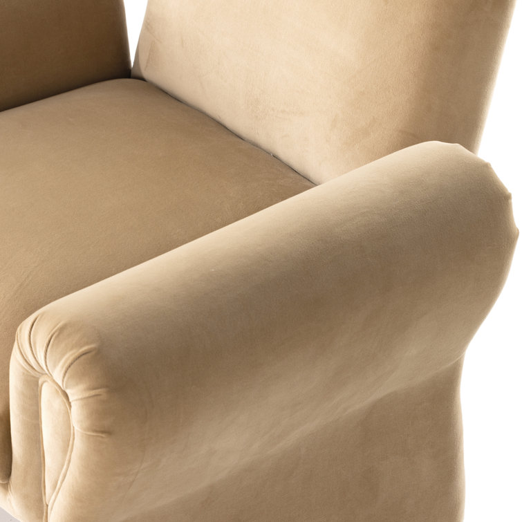 Contemporary Yellow Velvet Accent Chair with Airy Silhouette