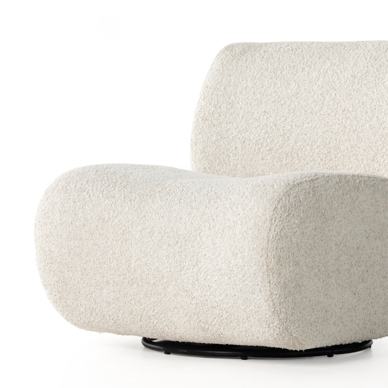 Sheldon Ivory Swivel Lounge Chair with Oak Frame
