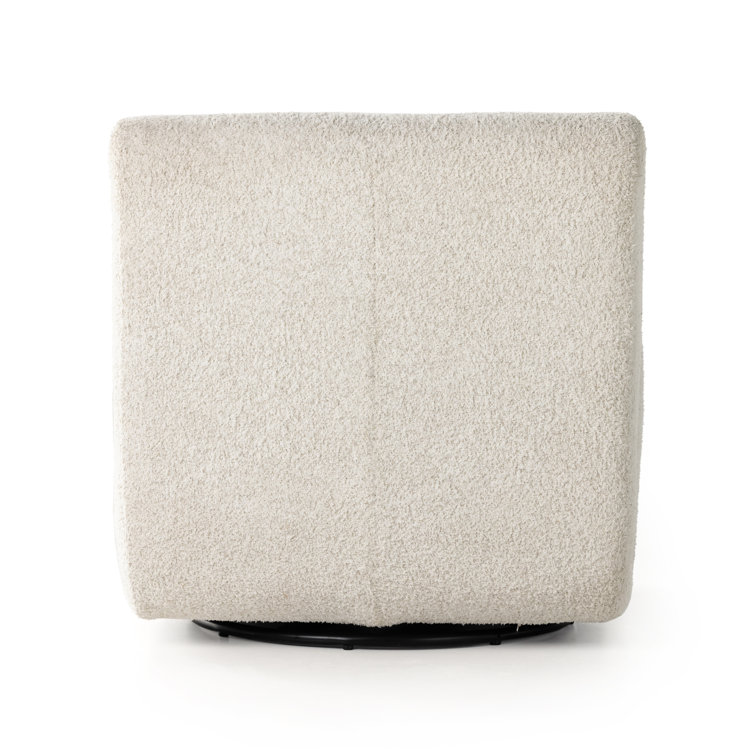 Sheldon Ivory Swivel Lounge Chair with Oak Frame