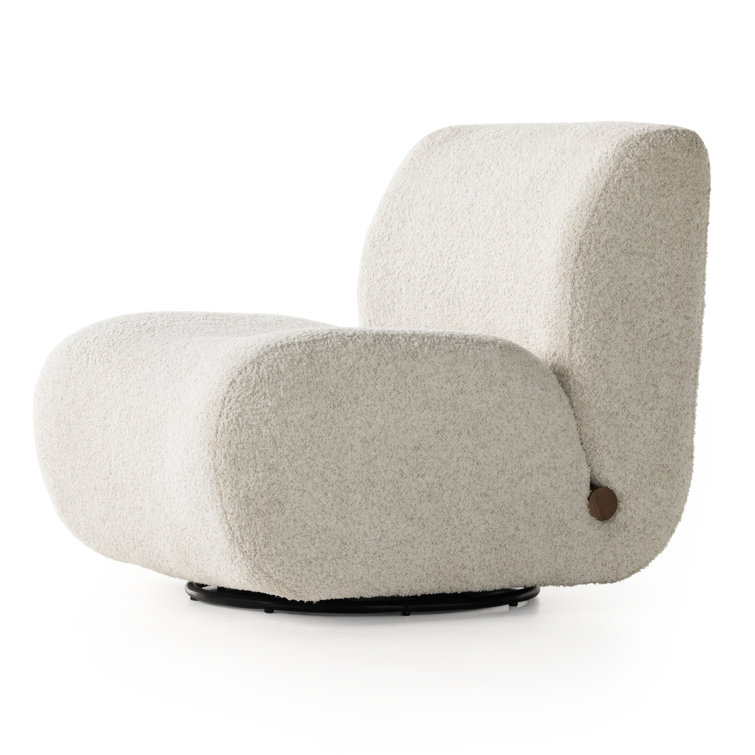 Sheldon Ivory Swivel Lounge Chair with Oak Frame