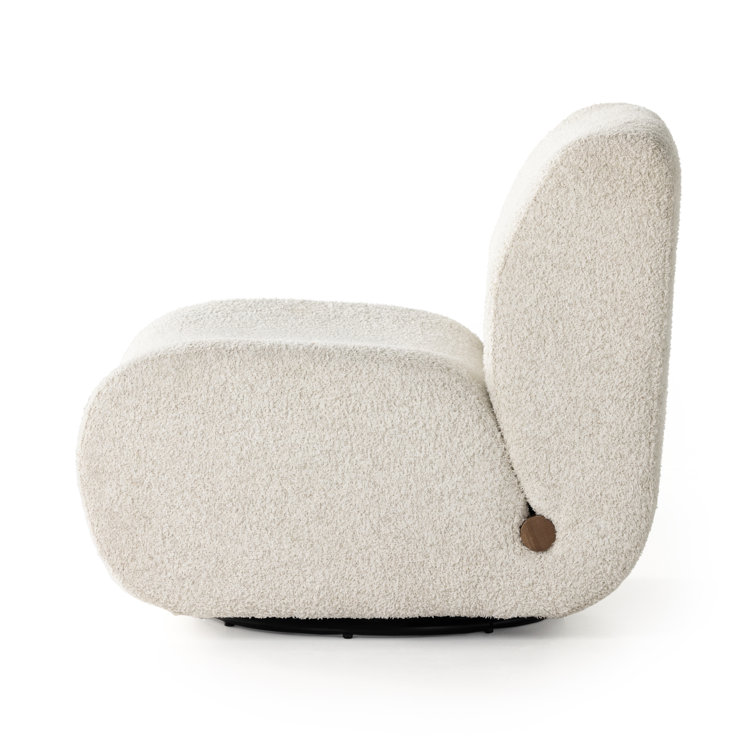 Sheldon Ivory Swivel Lounge Chair with Oak Frame
