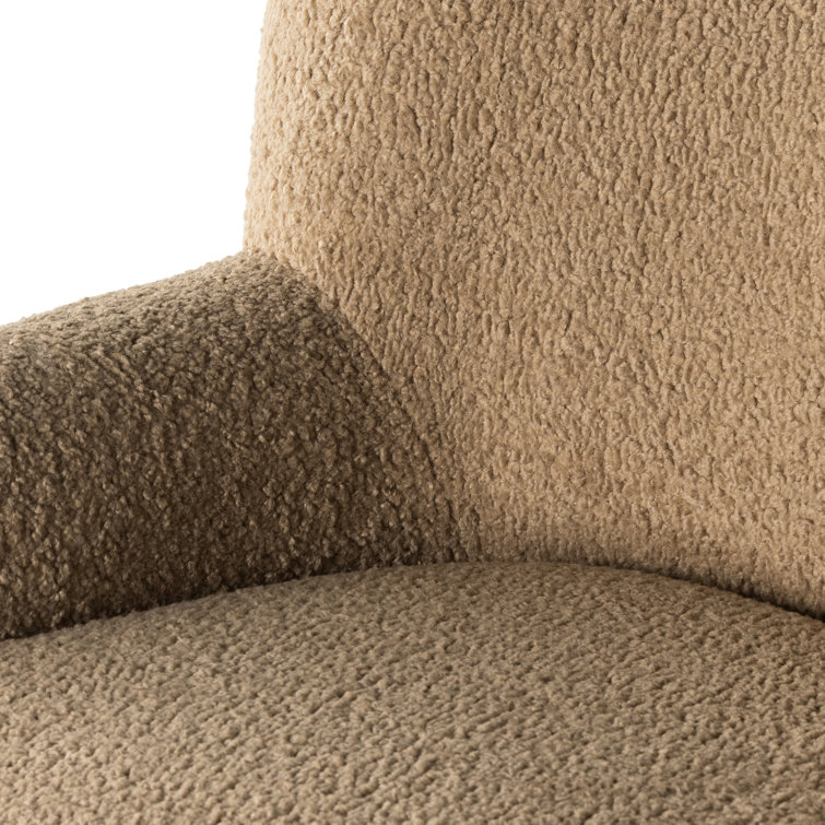 Sheepskin Camel 35.5" Contemporary Swivel Accent Chair