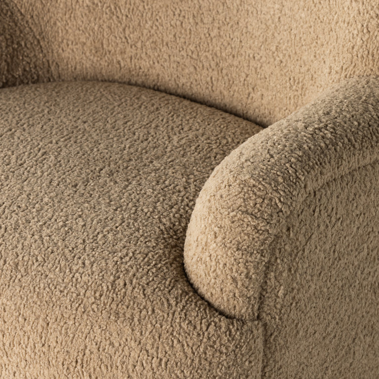 Sheepskin Camel 35.5" Contemporary Swivel Accent Chair