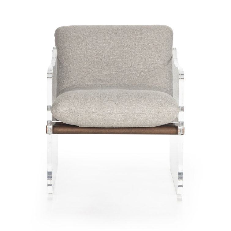 Contemporary Gray Cassius Accent Chair with Acrylic Frame