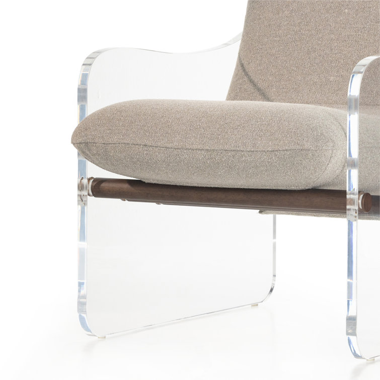 Contemporary Gray Cassius Accent Chair with Acrylic Frame