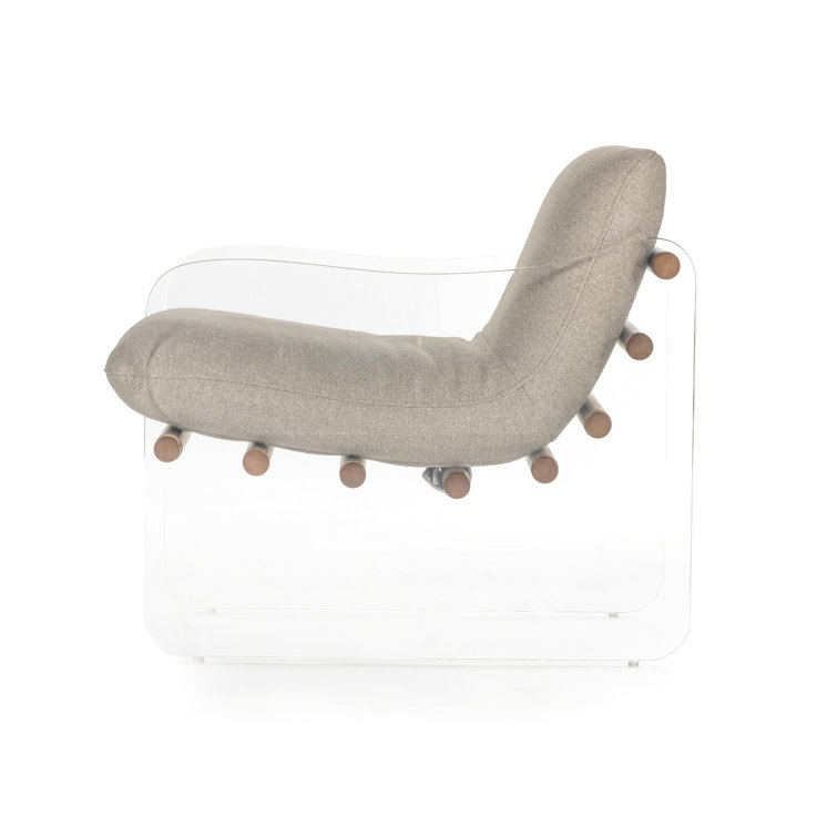 Contemporary Gray Cassius Accent Chair with Acrylic Frame