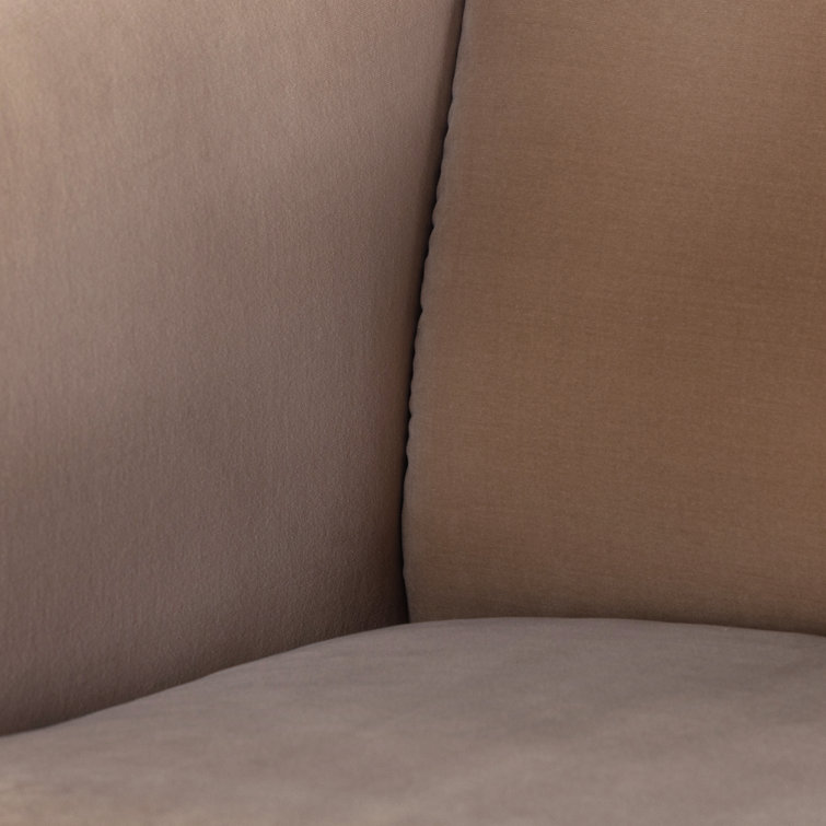 Contemporary Brown Swivel Barrel Chair in Velvety Taupe