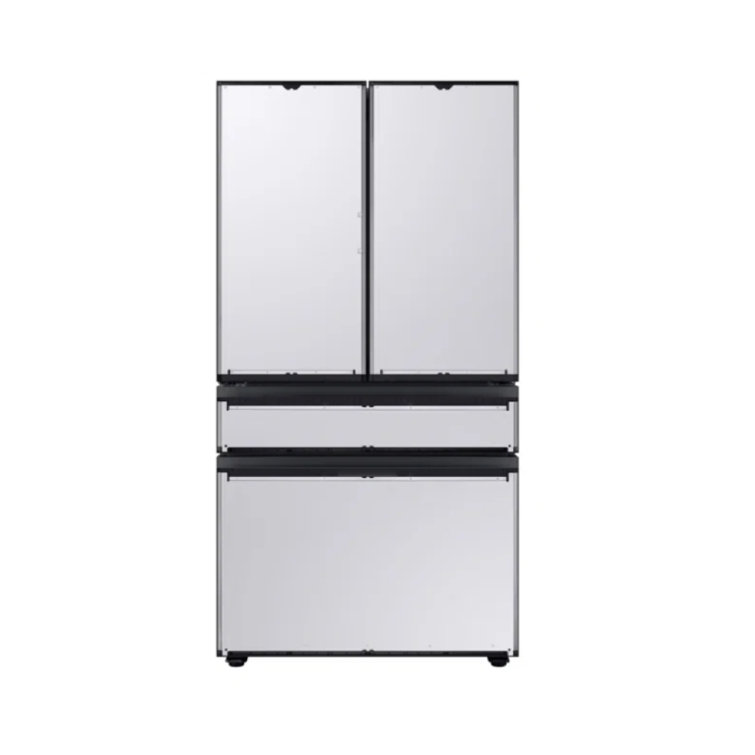 36" White and Orange Glass French Door Refrigerator with Ice Maker