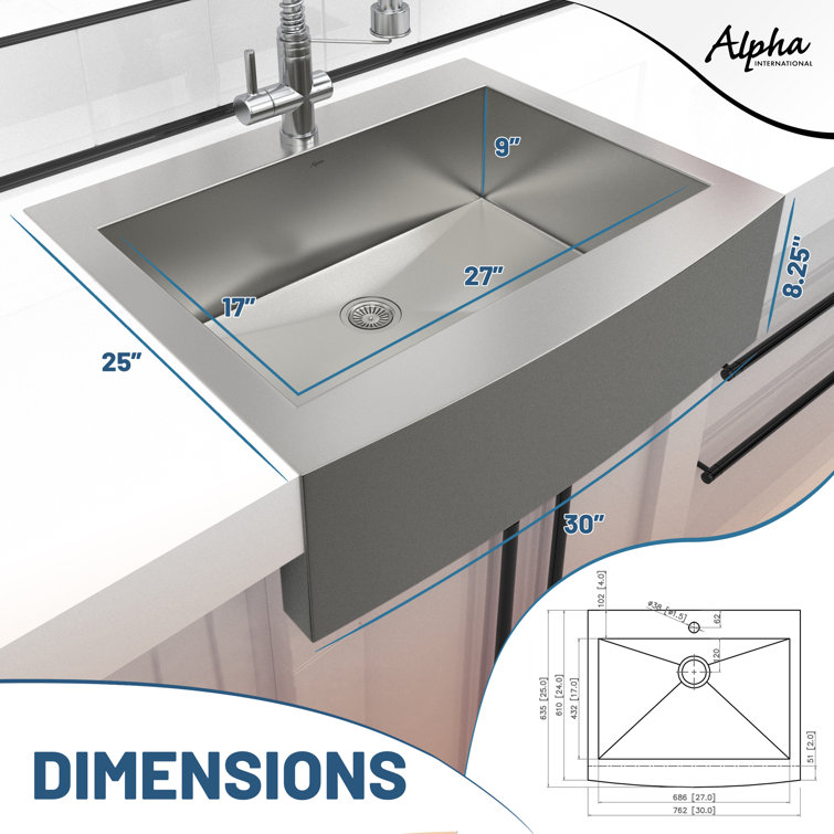 Stainless Steel Farmhouse Apron Front Kitchen Sink