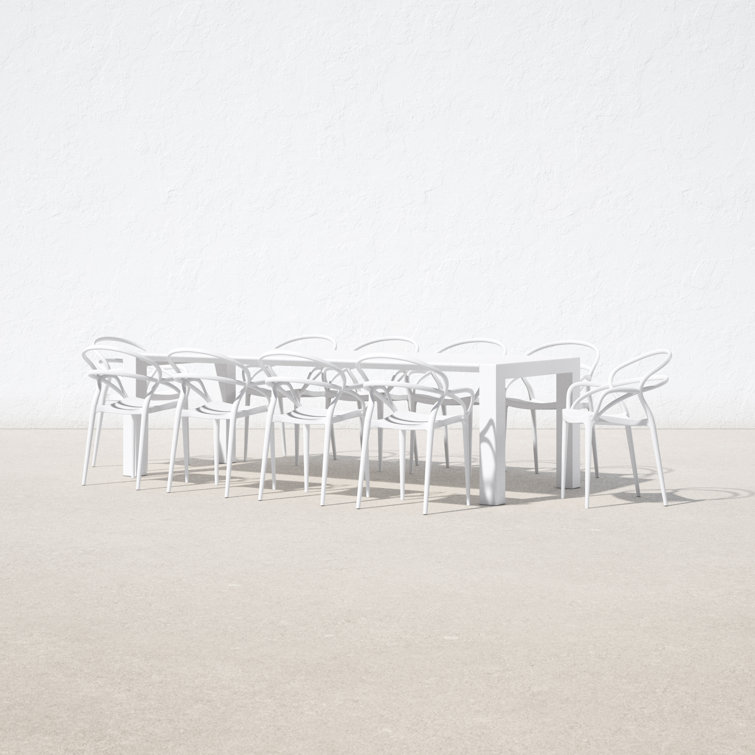 Mila White Extendable 10-Person Outdoor Dining Set