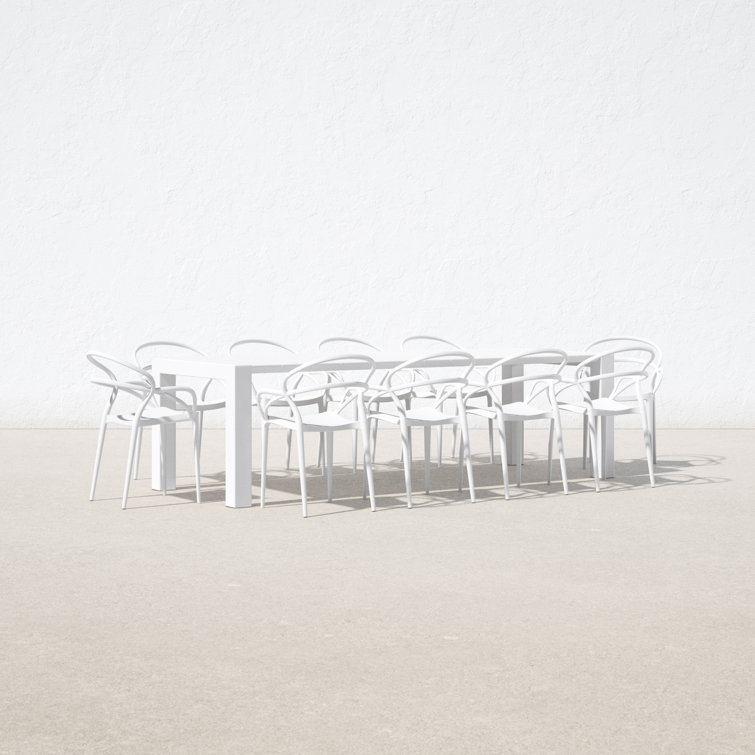 Mila White Extendable 10-Person Outdoor Dining Set