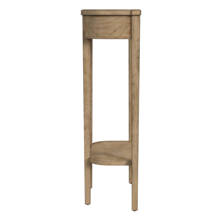 Antique Beige Demilune Wood Console Table with Storage