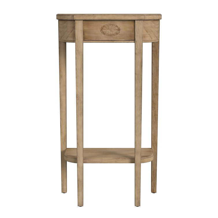 Antique Beige Demilune Wood Console Table with Storage