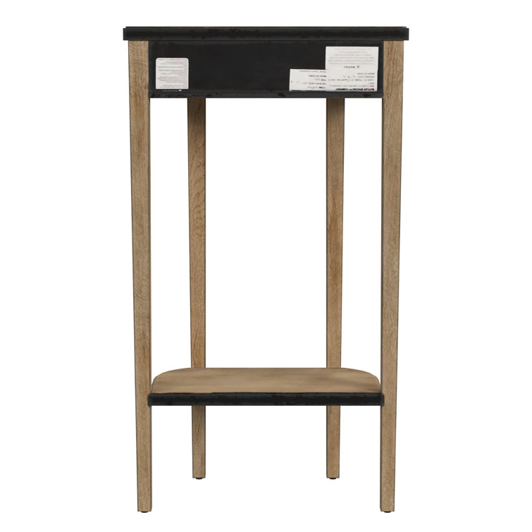 Antique Beige Demilune Wood Console Table with Storage