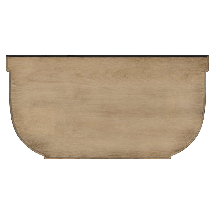 Antique Beige Demilune Wood Console Table with Storage