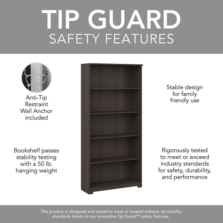 Cabot Traditional Heather Gray 5-Shelf Adjustable Bookcase