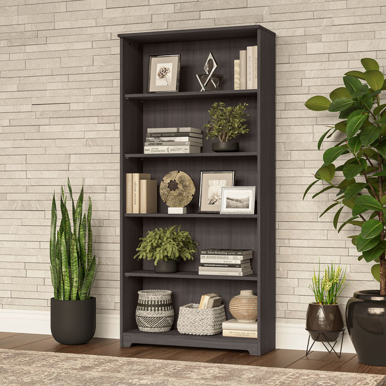 Cabot Traditional Heather Gray 5-Shelf Adjustable Bookcase