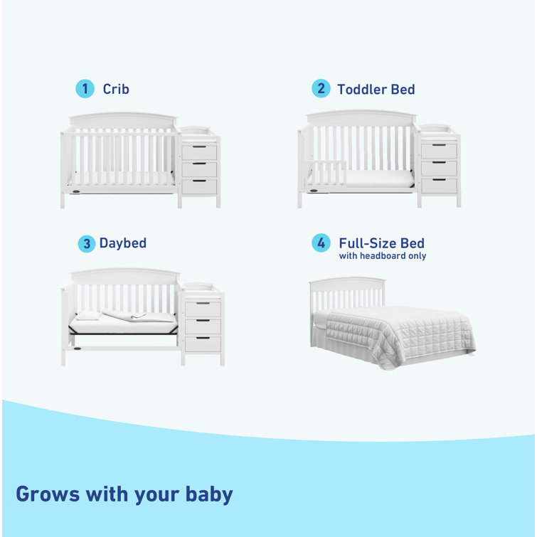White Pine 4-in-1 Convertible Crib with Changer