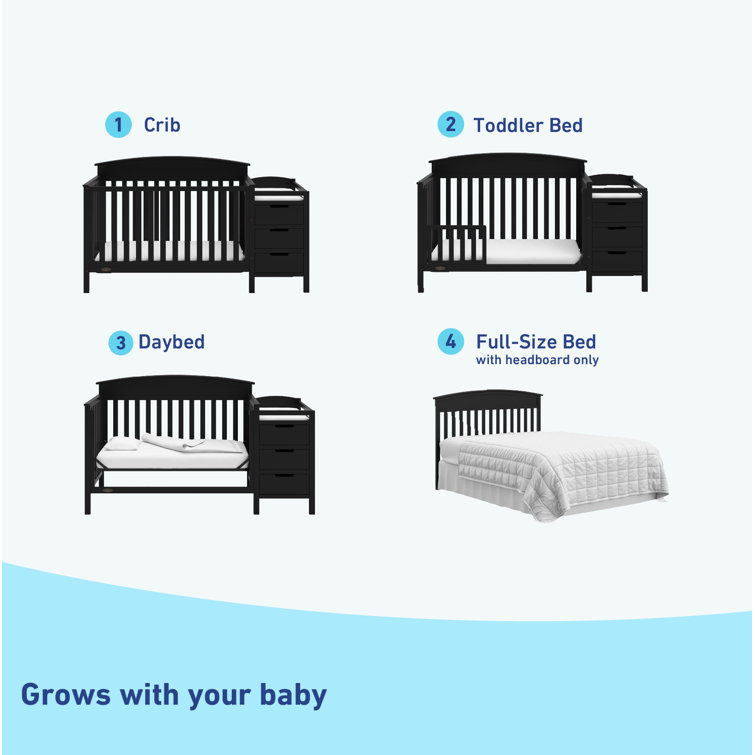 Black Pine 4-in-1 Convertible Crib and Changer