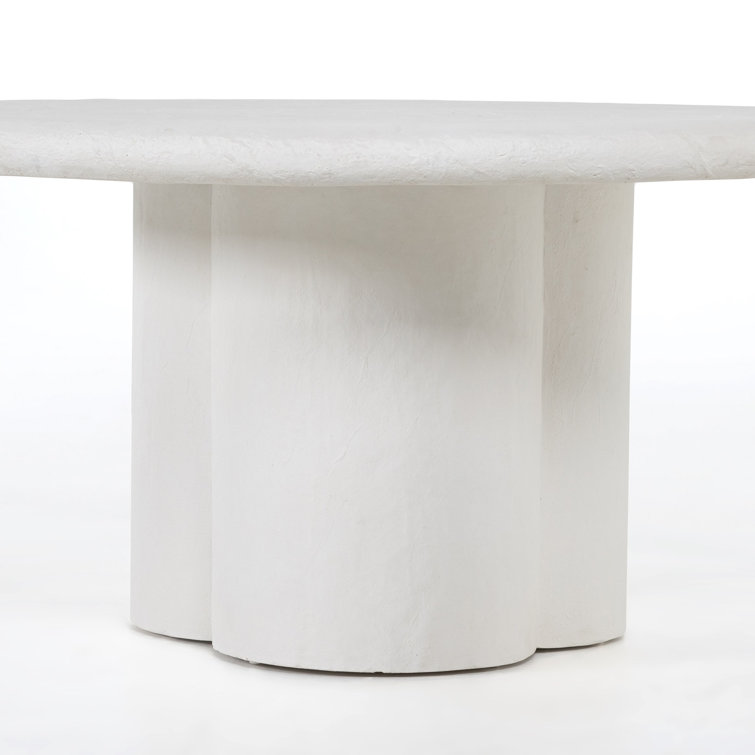 Modern Round 60'' Beige Marble & Wood Dining Table