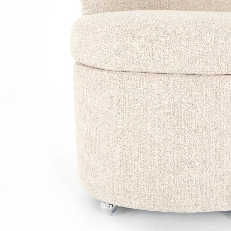Hampton Cream Upholstered Parsons Side Chair with Chrome Casters
