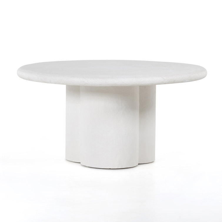 Modern Round 60'' Beige Marble & Wood Dining Table