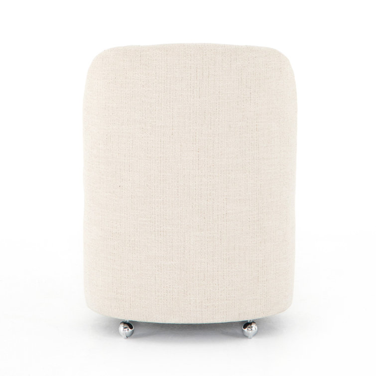 Hampton Cream Upholstered Parsons Side Chair with Chrome Casters