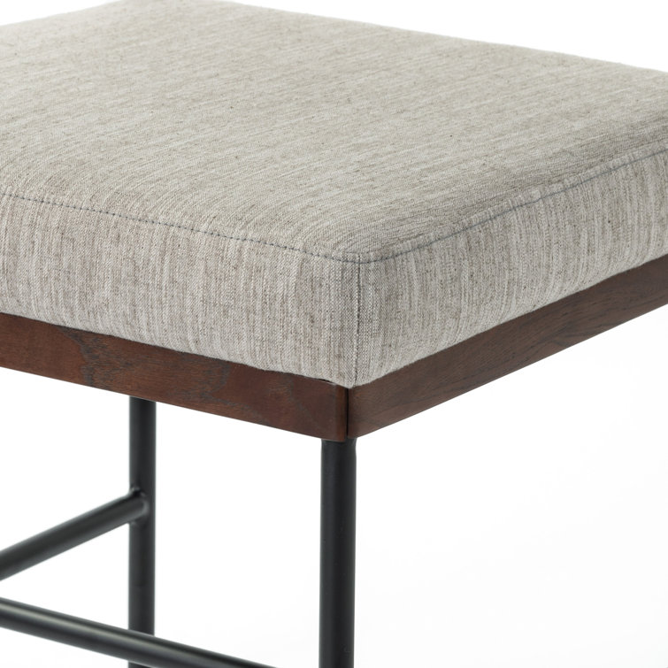 Gray Linen Upholstered Metal Side Chair
