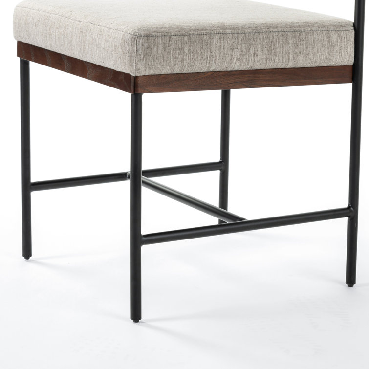 Gray Linen Upholstered Metal Side Chair