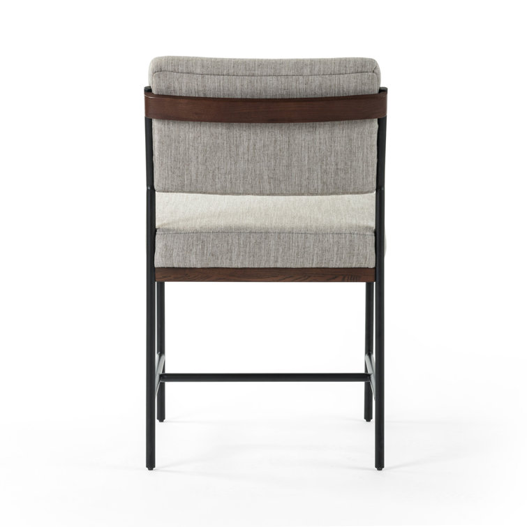 Gray Linen Upholstered Metal Side Chair