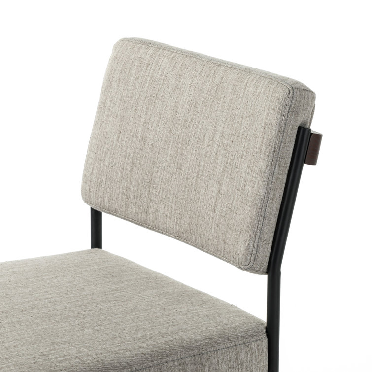 Gray Linen Upholstered Metal Side Chair