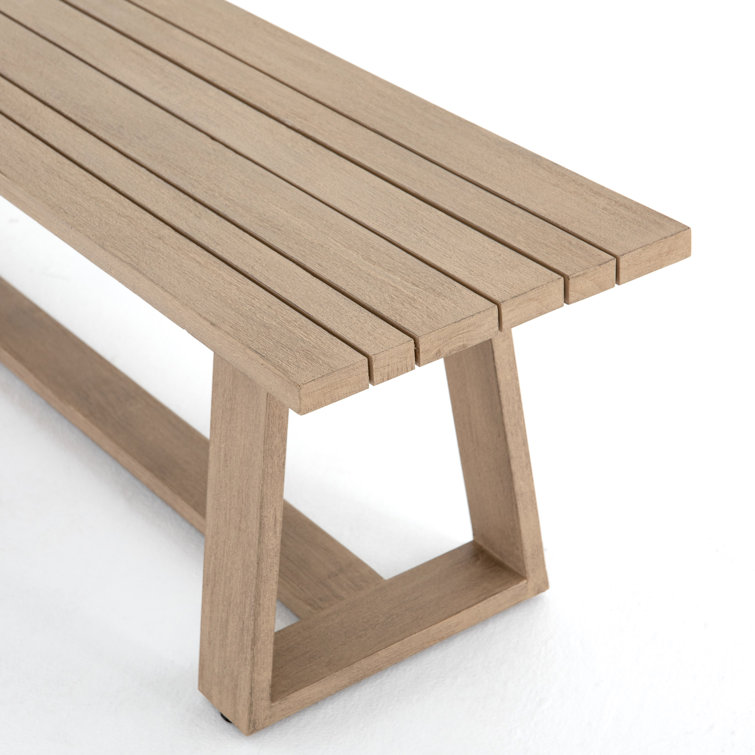 Atherton Washed Brown Teak Outdoor Dining Bench