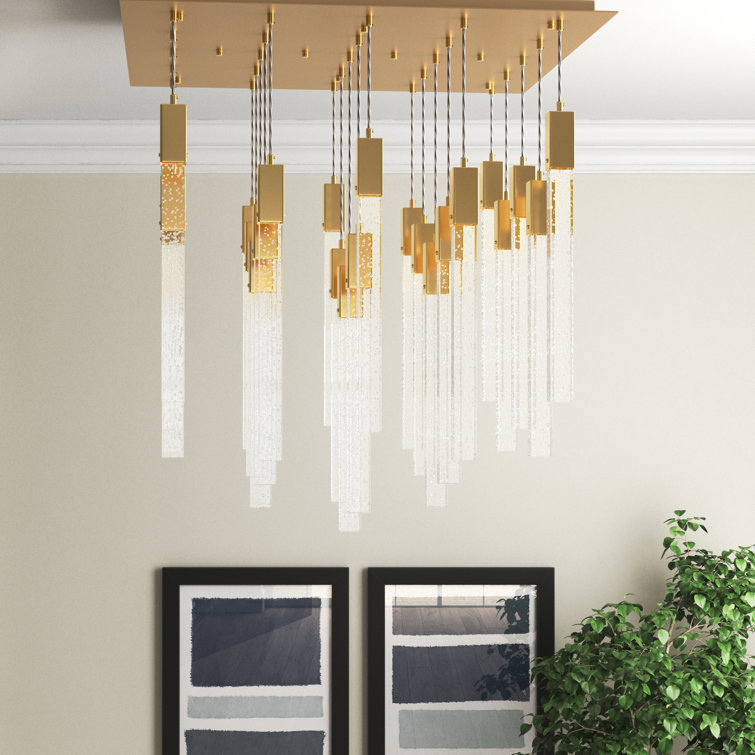 Satin Gold 25-Light Metal and Crystal Pendant