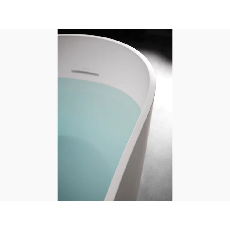 White Cast Iron Freestanding Oval Bath with Toe-Tap Drain