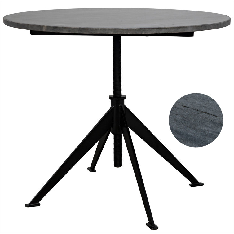 Gray Round Marble Top Adjustable Bistro Table