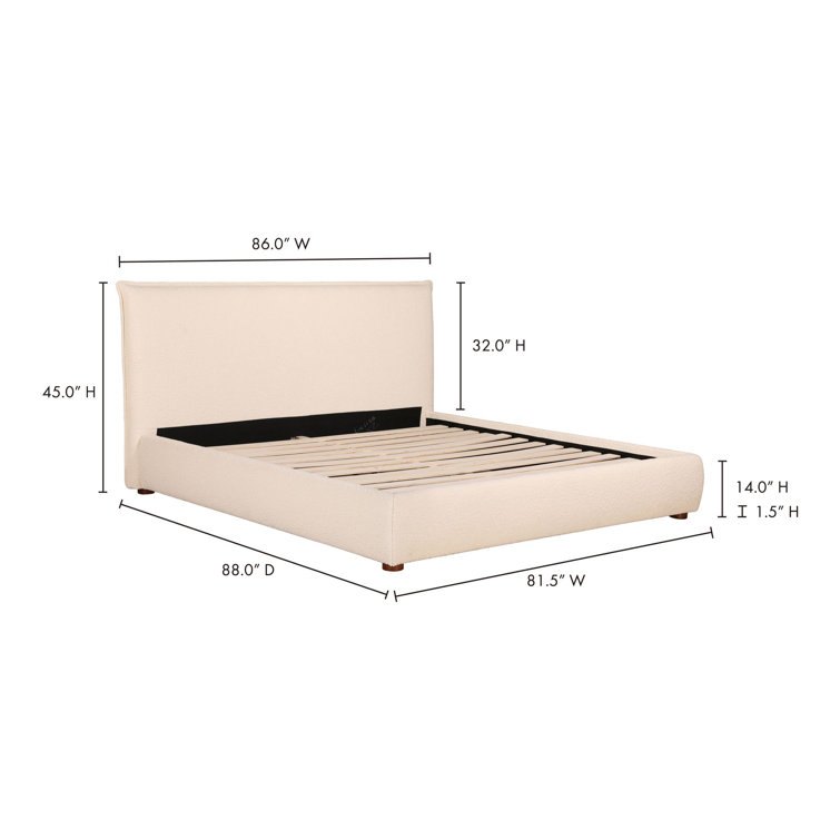 Serene White Velvet King Platform Bed with Tufted Upholstery