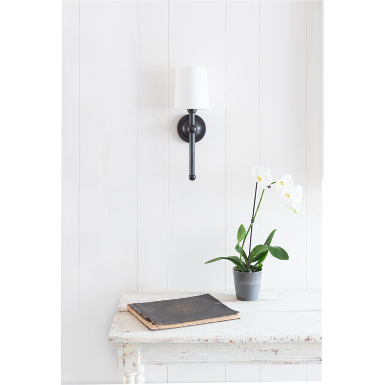 Natural Brass Wall Sconce with Linen Shade