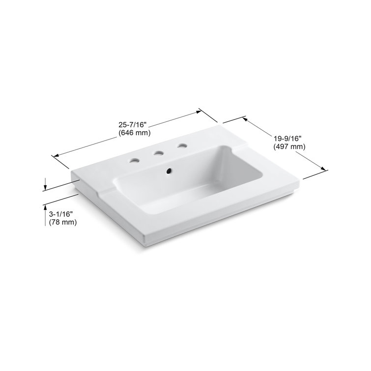 Tresham 25" White Ceramic Vanity Top with Integrated Sink