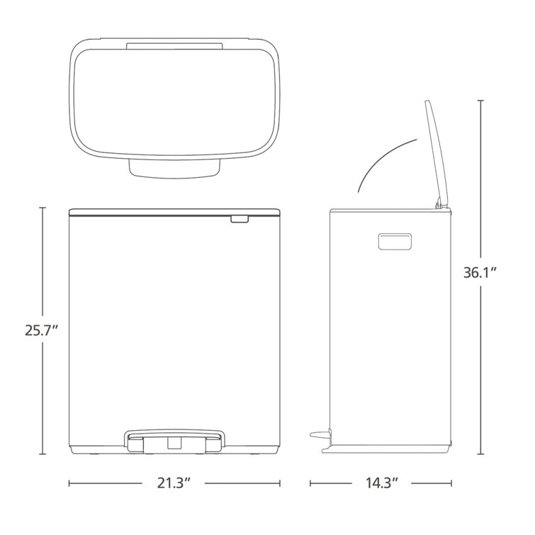 Matte Black Dual Compartment Pedal Kitchen Trash Can