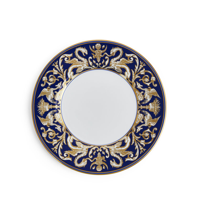 Renaissance Gold and Blue Porcelain Salad Plate 9"