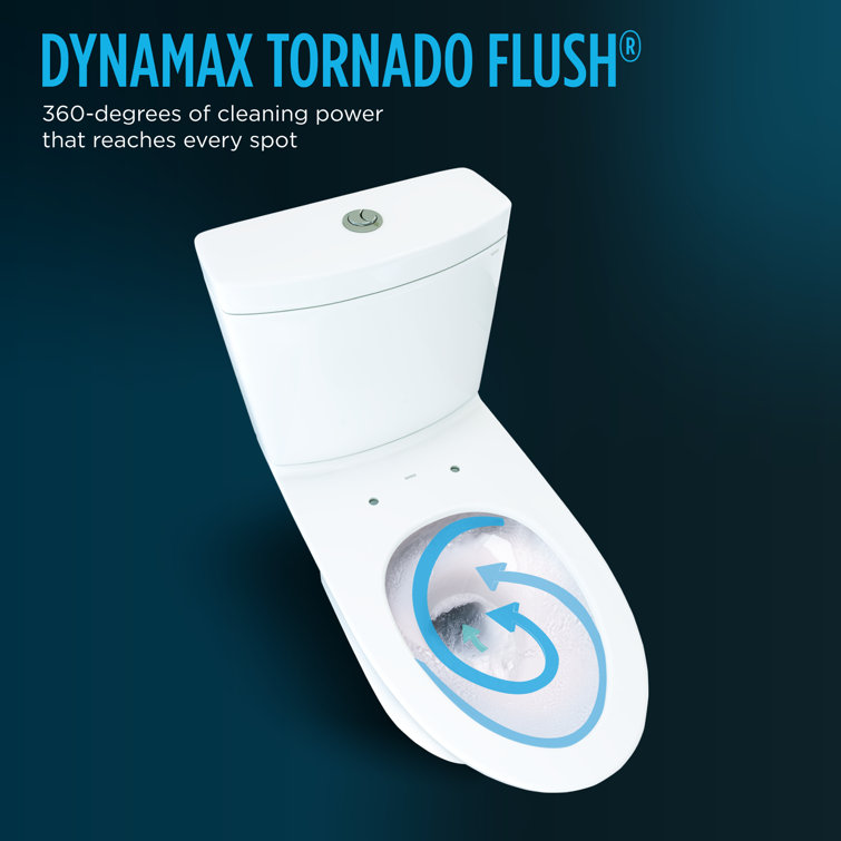 White Elongated Dual Flush Two-Piece Toilet with Tornado Flush