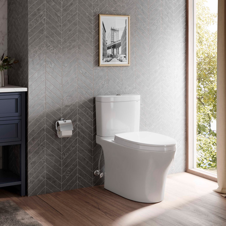 White Elongated Dual Flush Two-Piece Toilet with Tornado Flush