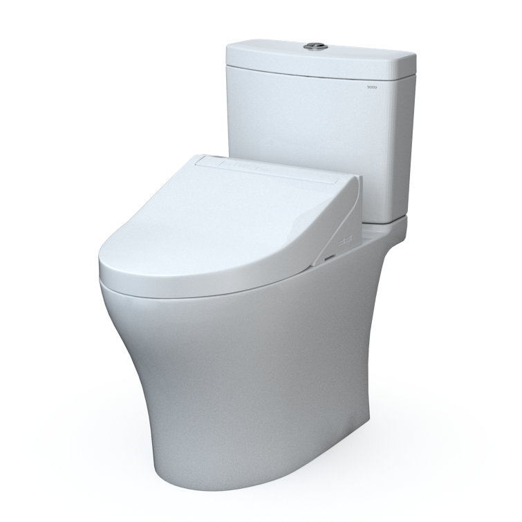 Aquia White Vitreous China Dual Flush Elongated Toilet with Bidet Seat