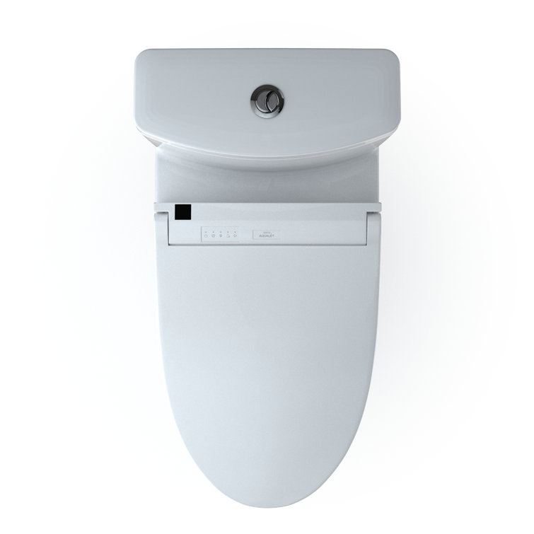 Aquia White Vitreous China Dual Flush Elongated Toilet with Bidet Seat