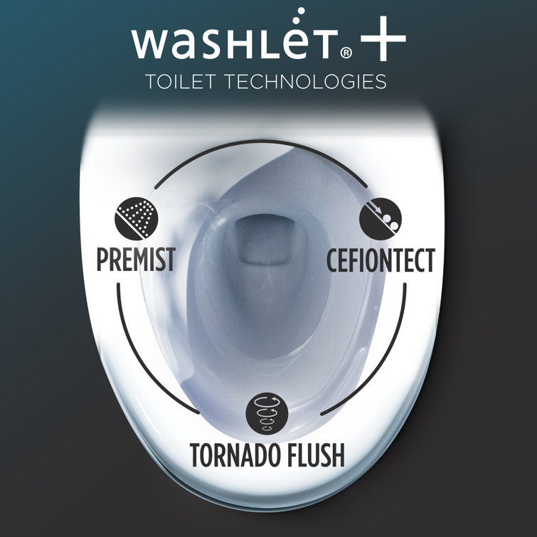 Aquia White Vitreous China Dual Flush Elongated Toilet with Bidet Seat