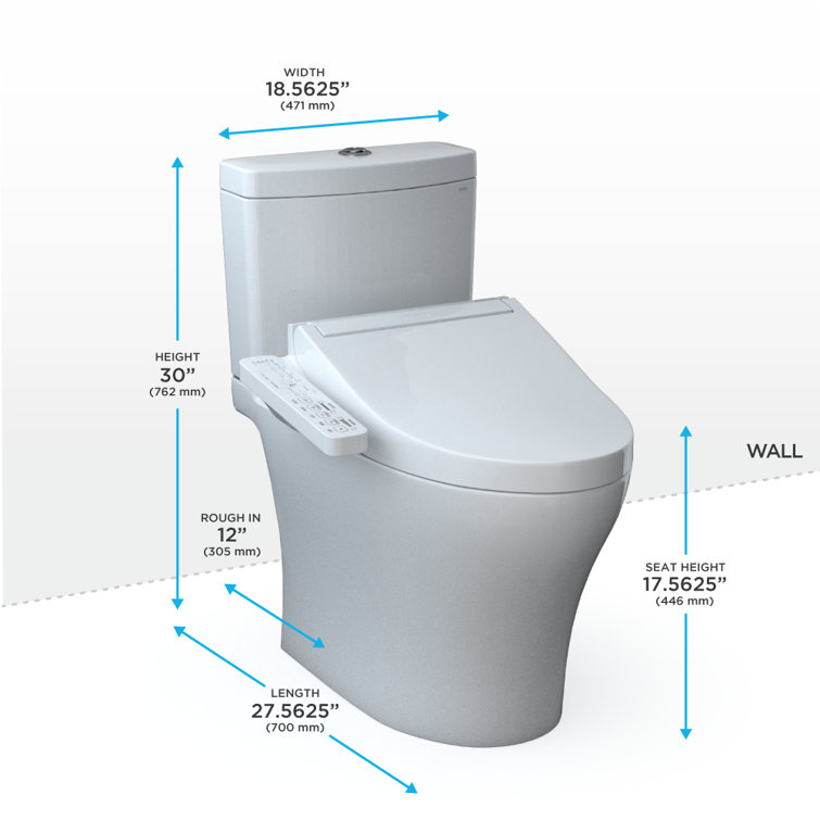 Cotton White Dual Flush Elongated Bidet Toilet with Washlet Seat
