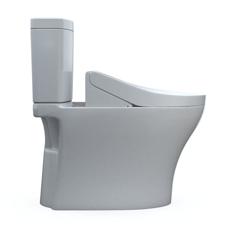 Aquia White Vitreous China Dual Flush Elongated Toilet with Bidet Seat