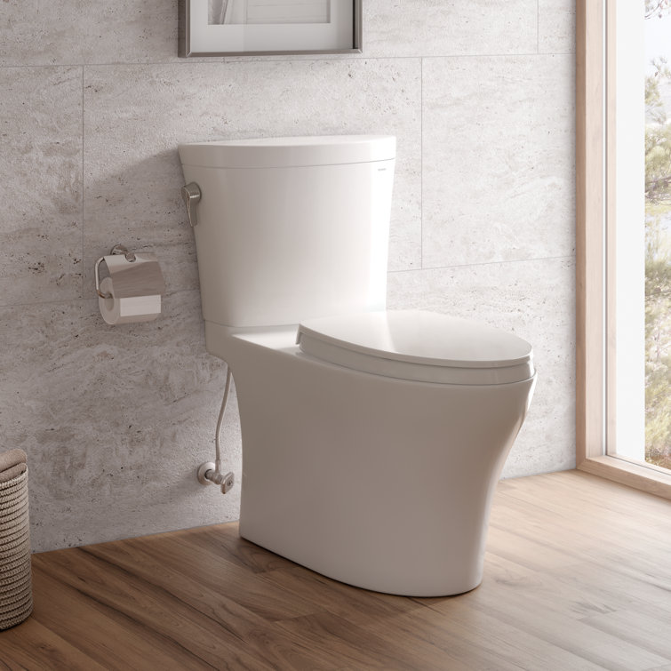 Cotton White Dual Flush Elongated Two-Piece Toilet with SoftClose Seat