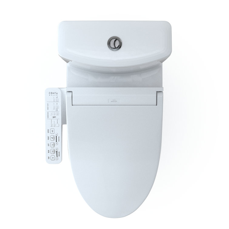 Cotton White Dual Flush Elongated Bidet Toilet with Washlet Seat
