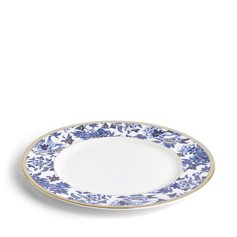 Hibiscus 10.75" Porcelain Dinner Plate with Gold Band